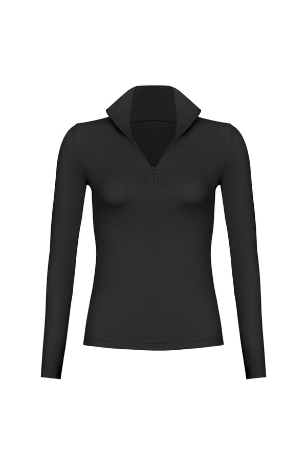 a Long Sleeve Half Zip Top | WISKII Active | Black