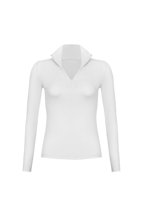 a Long Sleeve Half Zip Top | WISKII Active | Ivory