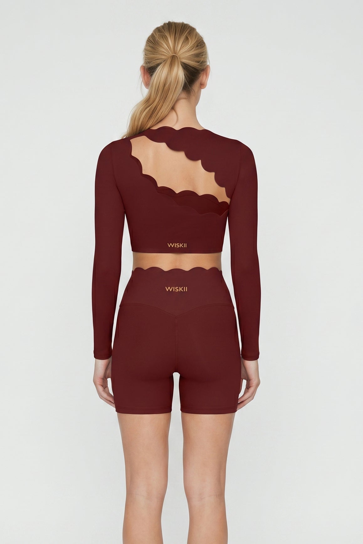 Asymmetrical Long Sleeve Crop Top - WISKII - Crop Tops