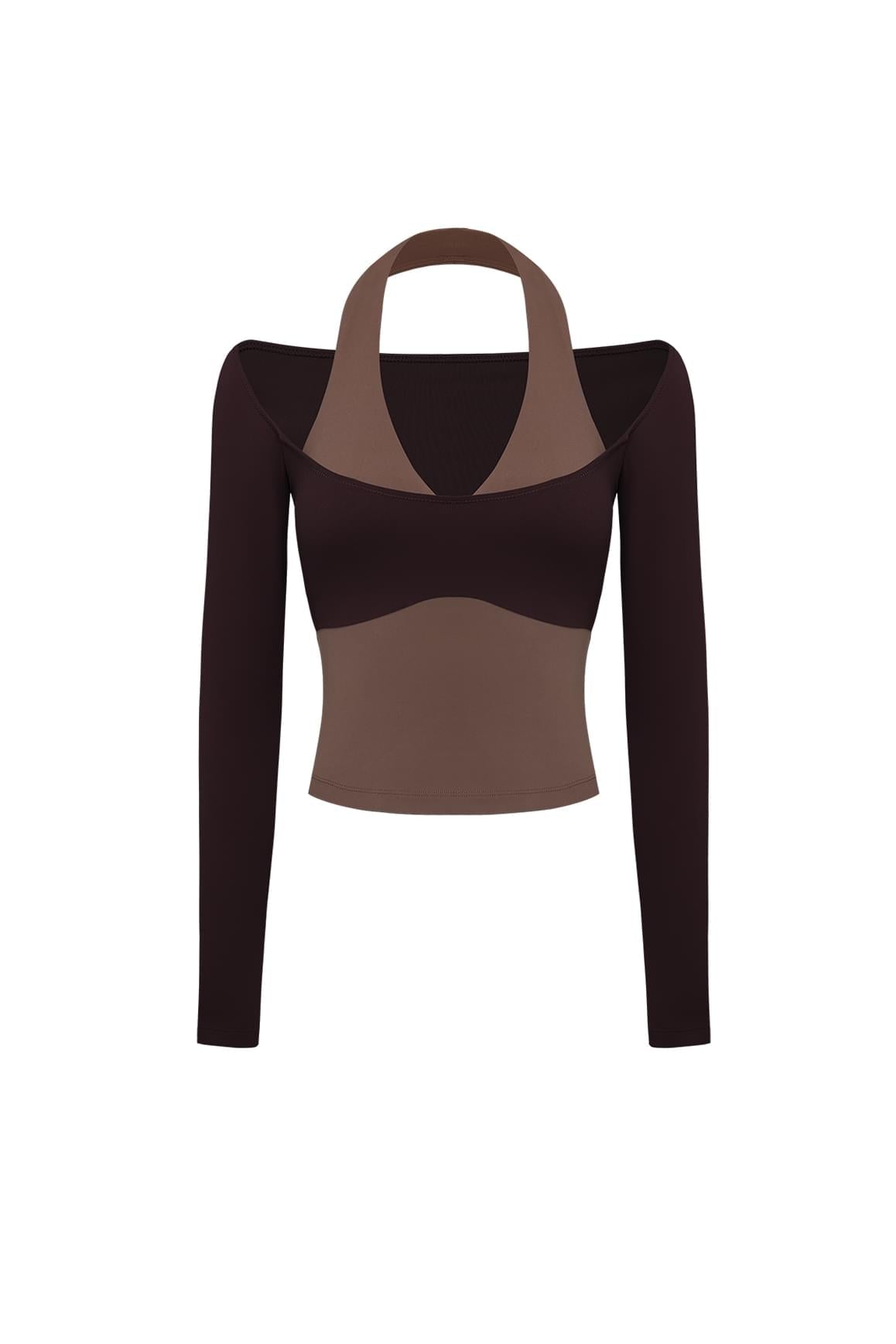 Colorblock One-Piece Long Sleeve Top - WISKIIWS619figmochaS