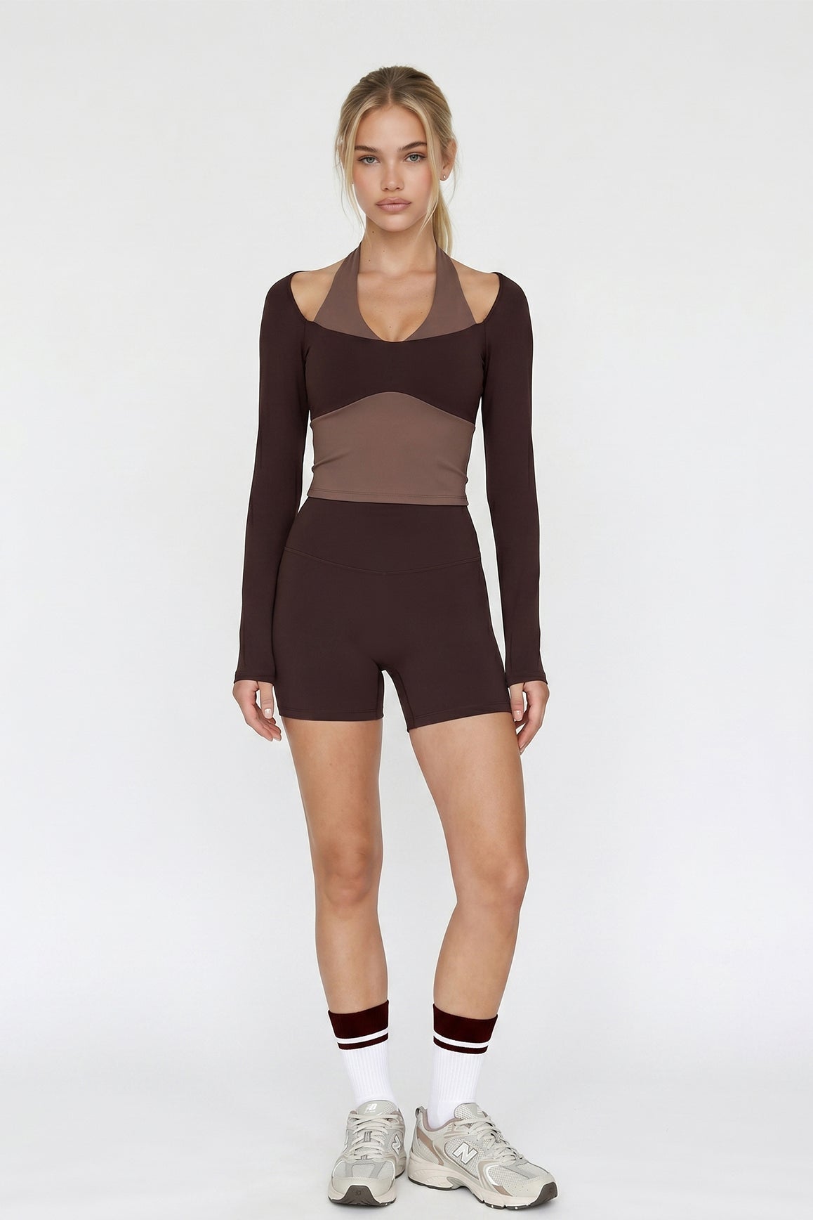 Colorblock One-Piece Long Sleeve Top - WISKII - Shirts & Tops
