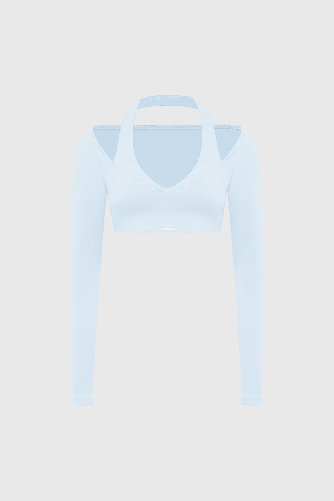 Halter One-Piece Long Sleeve Crop Top - WISKII - Crop Tops
