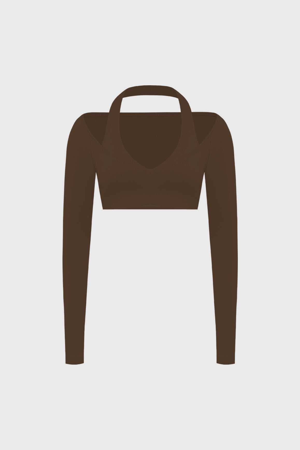 Halter One-Piece Long Sleeve Crop Top - WISKII - Crop Tops