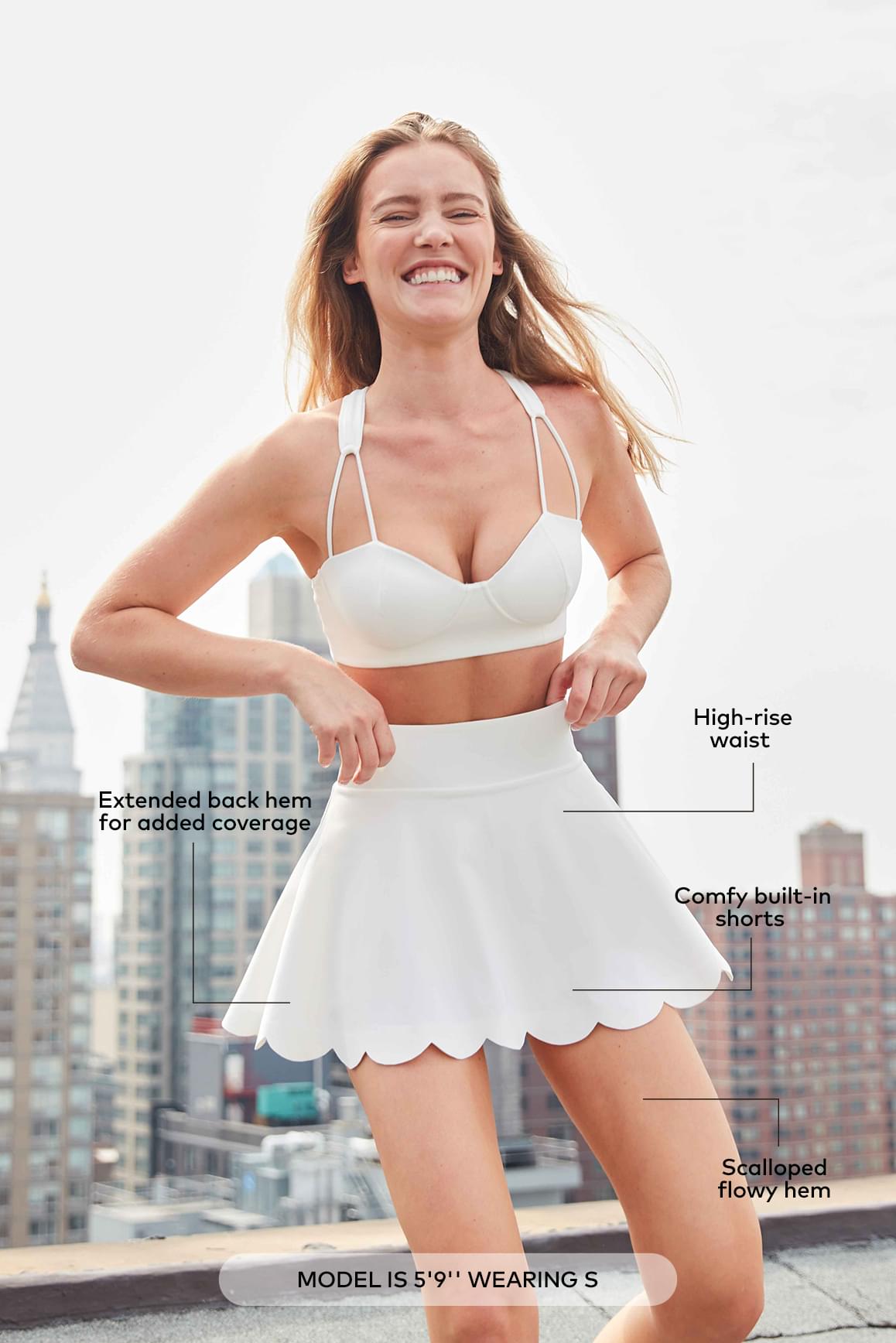 High-Waist A-line Tennis Skirt - WISKIIWS207ivoryS