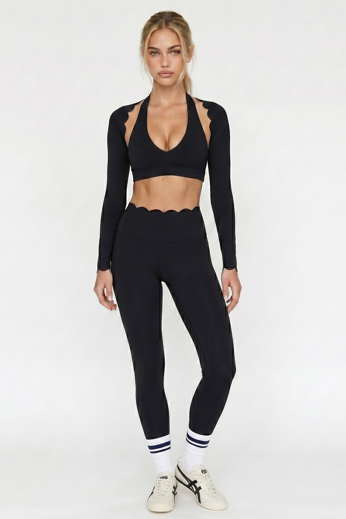High-Waist Scallop Scrunch Legging - WISKII - Leggings