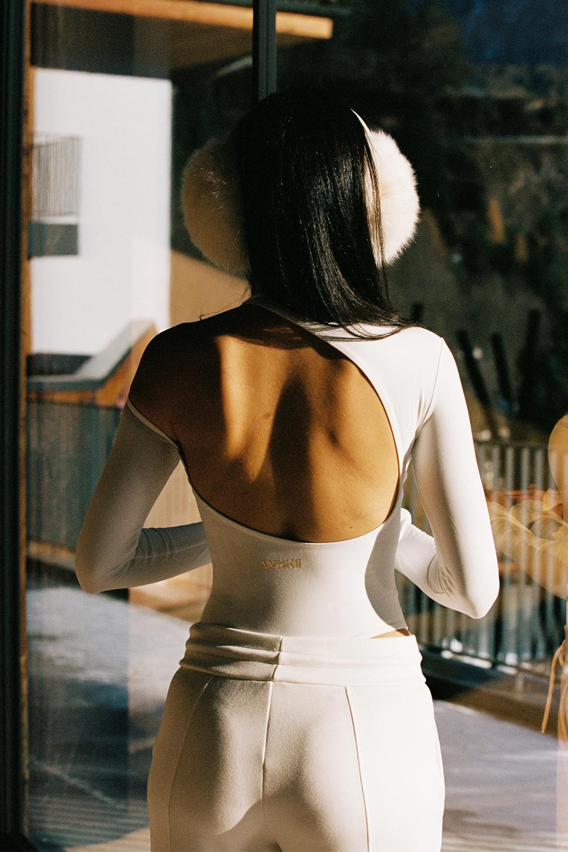 Long Sleeve Arc Cutout Back Bodysuit - WISKIIWS525heavenlyblueS