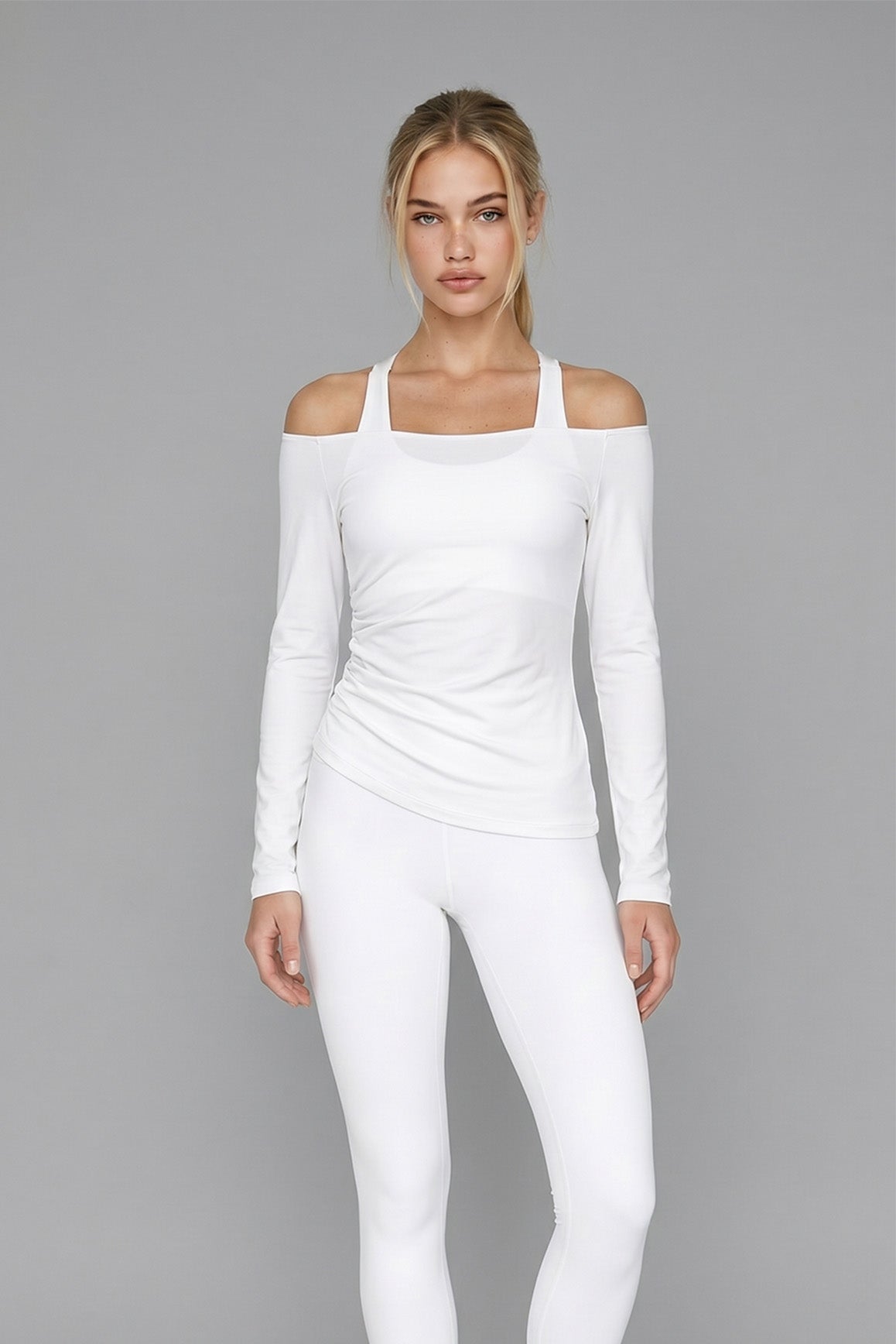 Long Sleeve Ruched Off-Shoulder Top - WISKII - Shirts & Tops
