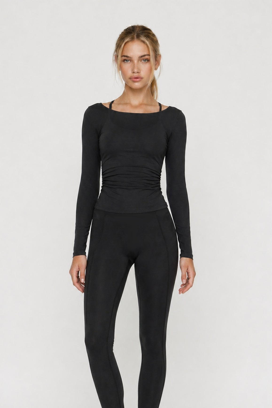 Long Sleeve V-Back Top - WISKII - Shirts & Tops