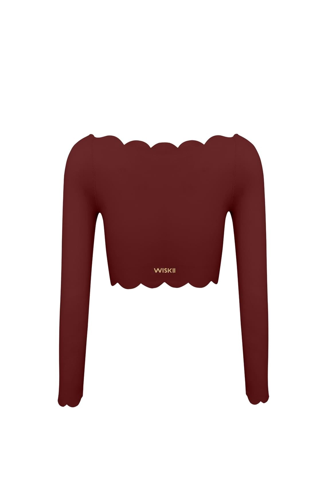 Off Shoulder Long Sleeve Crop Top - WISKIIWS301mulledwineS