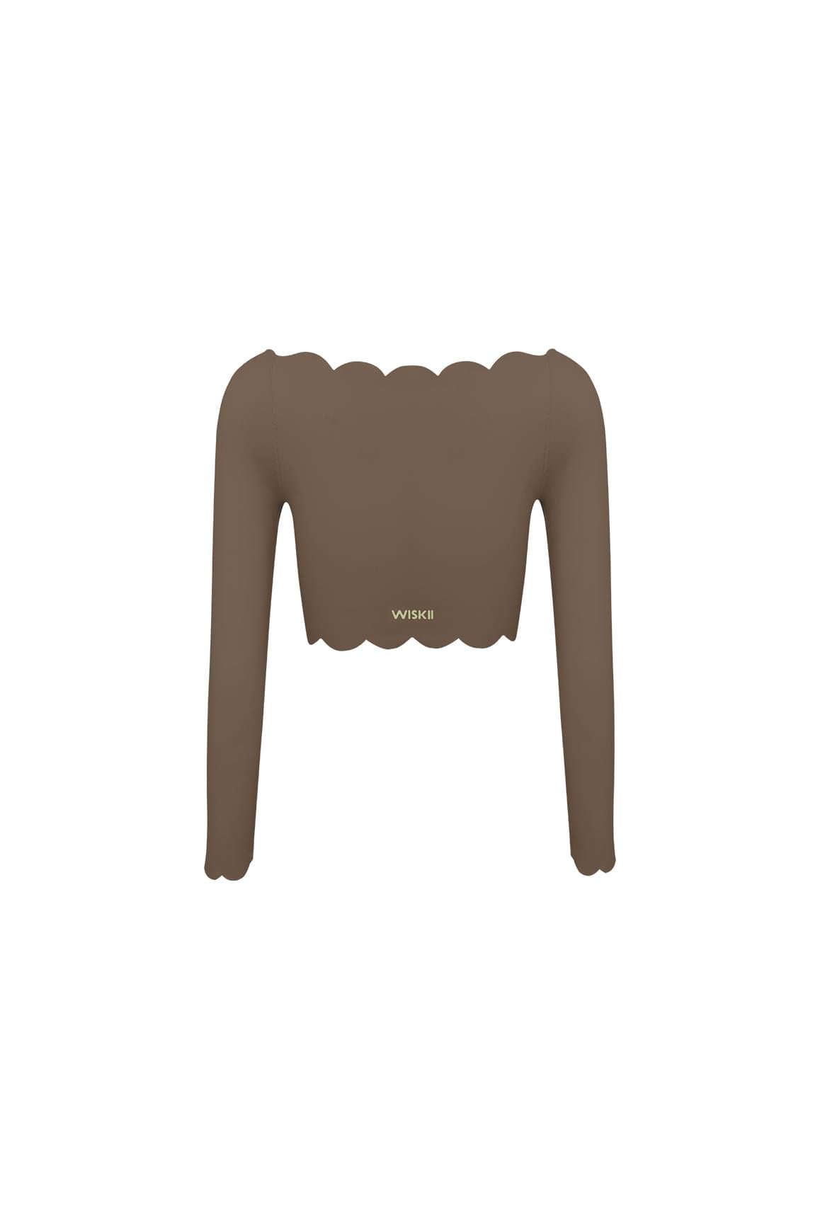 Off Shoulder Long Sleeve Crop Top - WISKIIWS301deserttruffleS