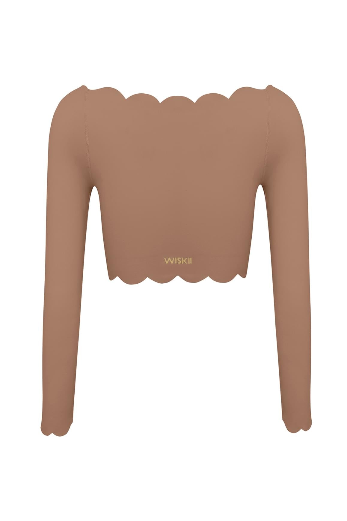 Off Shoulder Long Sleeve Crop Top - WISKIIWS301TuscanTanS