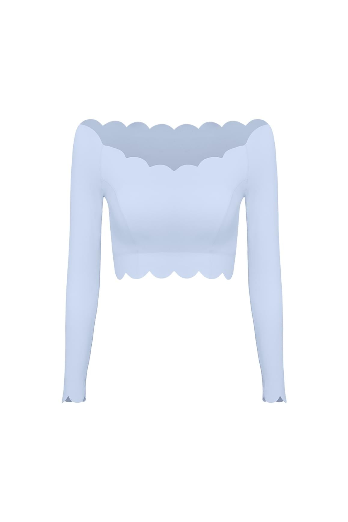 Off Shoulder Long Sleeve Crop Top - WISKIIWS301heavenlyblueS
