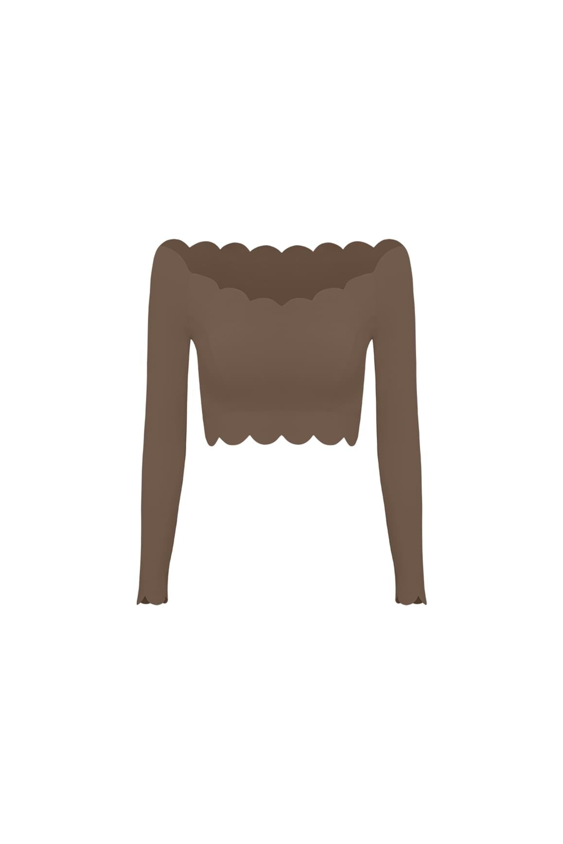 Off Shoulder Long Sleeve Crop Top - WISKIIWS301deserttruffleS