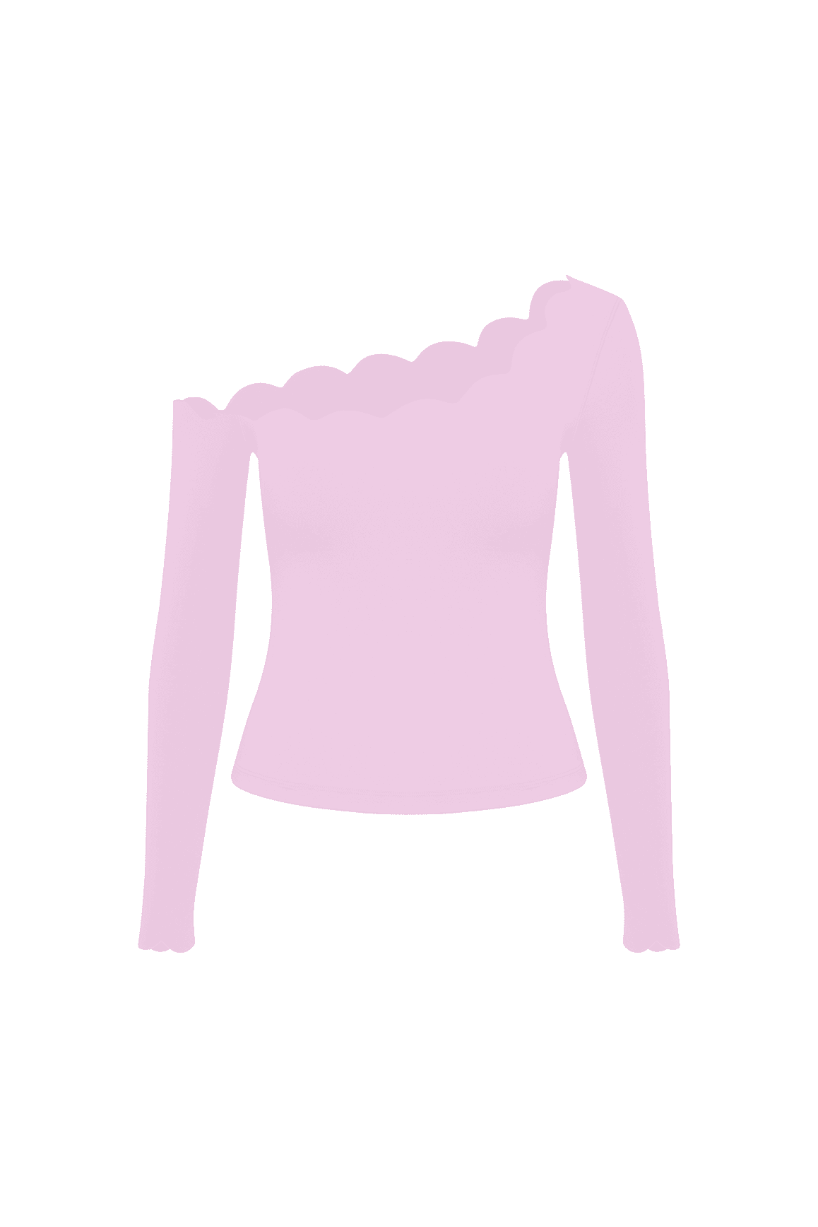 One-shoulder Scallop Long Sleeve Top - WISKII