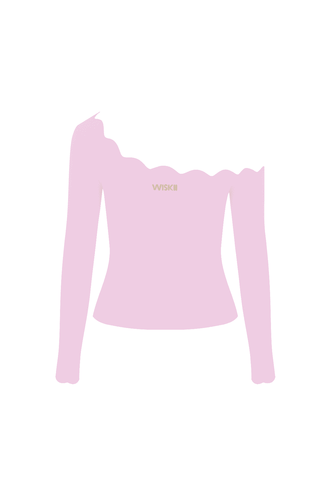 One-shoulder Scallop Long Sleeve Top - WISKII