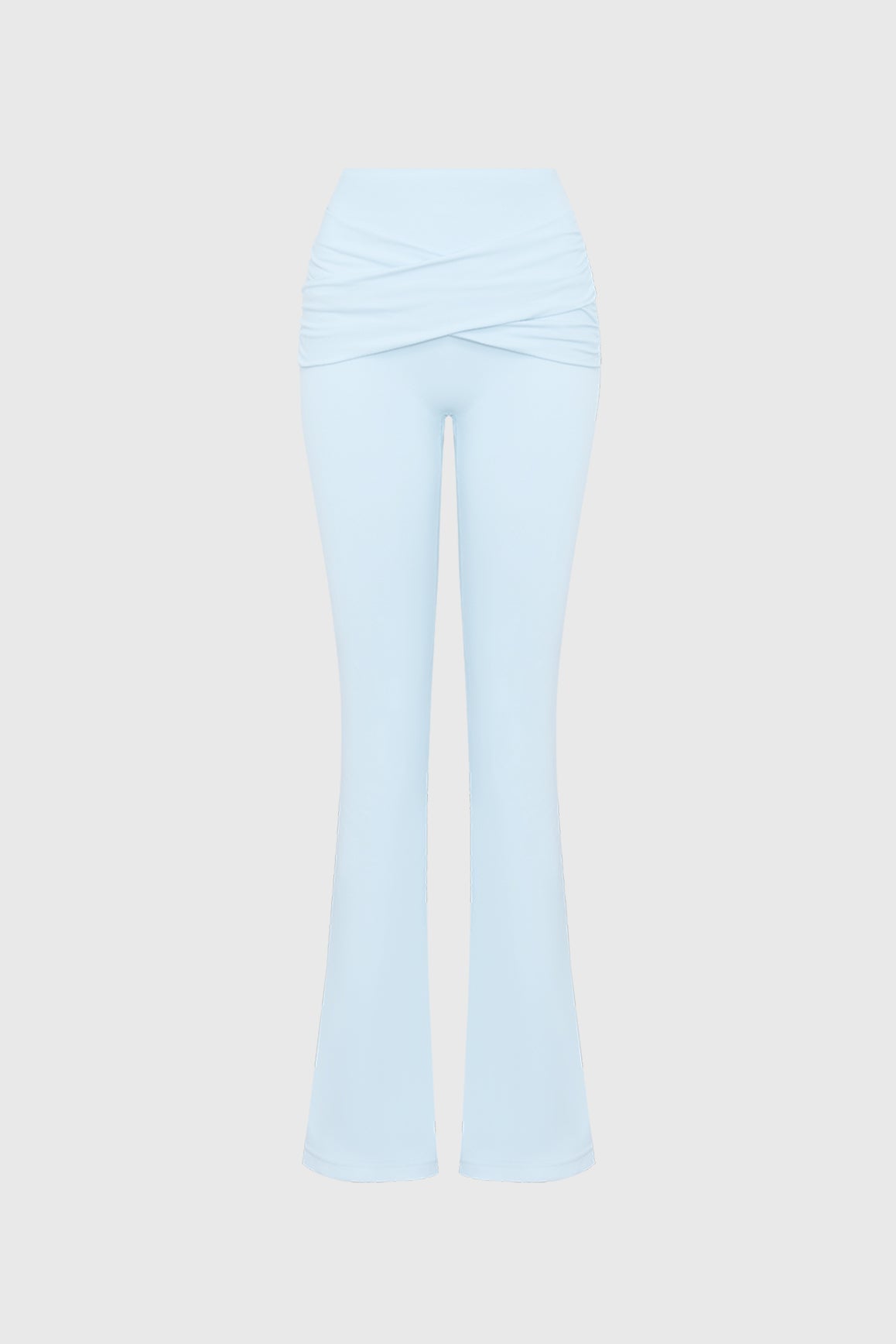 Pleated Cross-Front Scrunch Flare Leggings - WISKII - Leggings