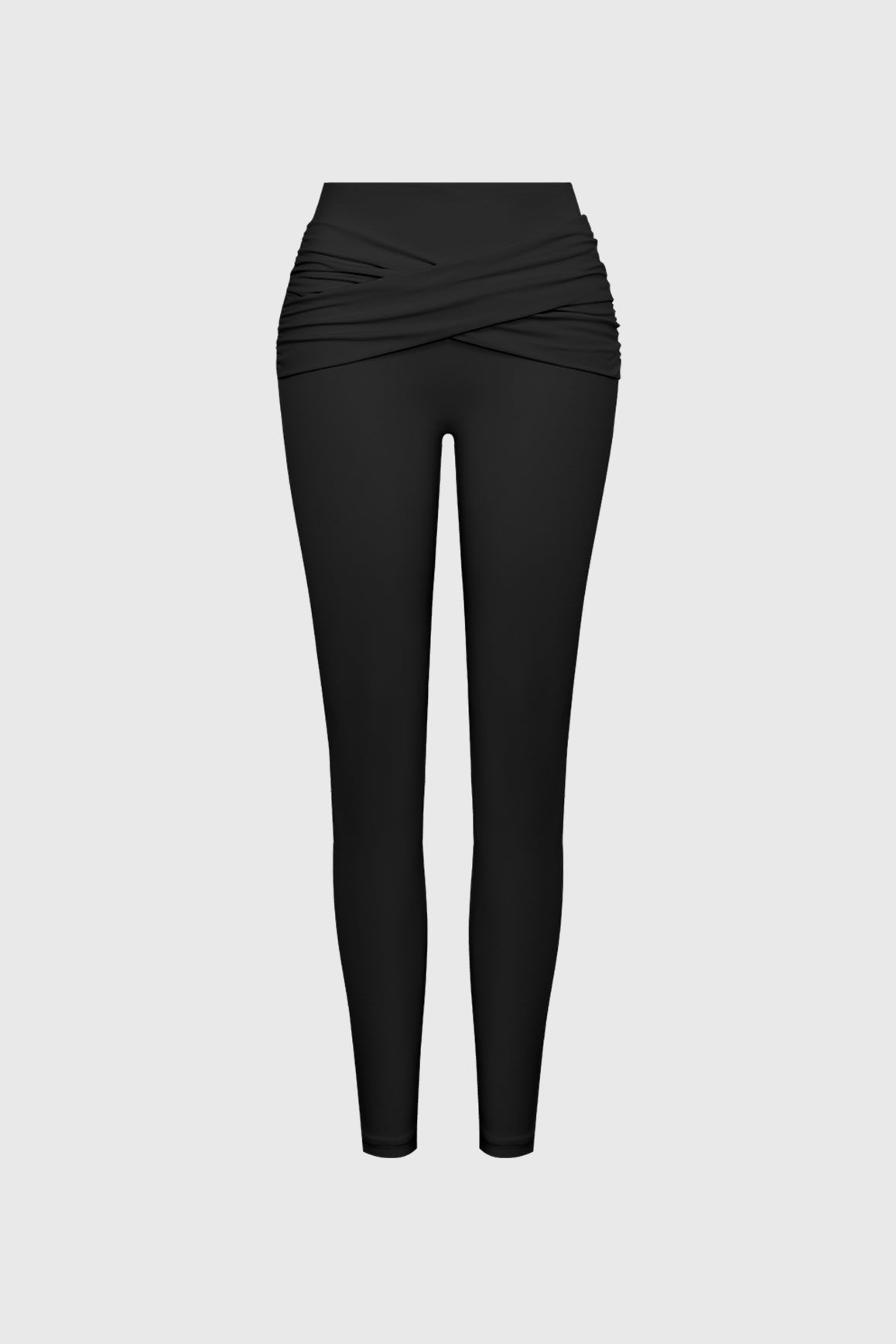 Pleated Crossover Scrunch Leggings - WISKII - Leggings