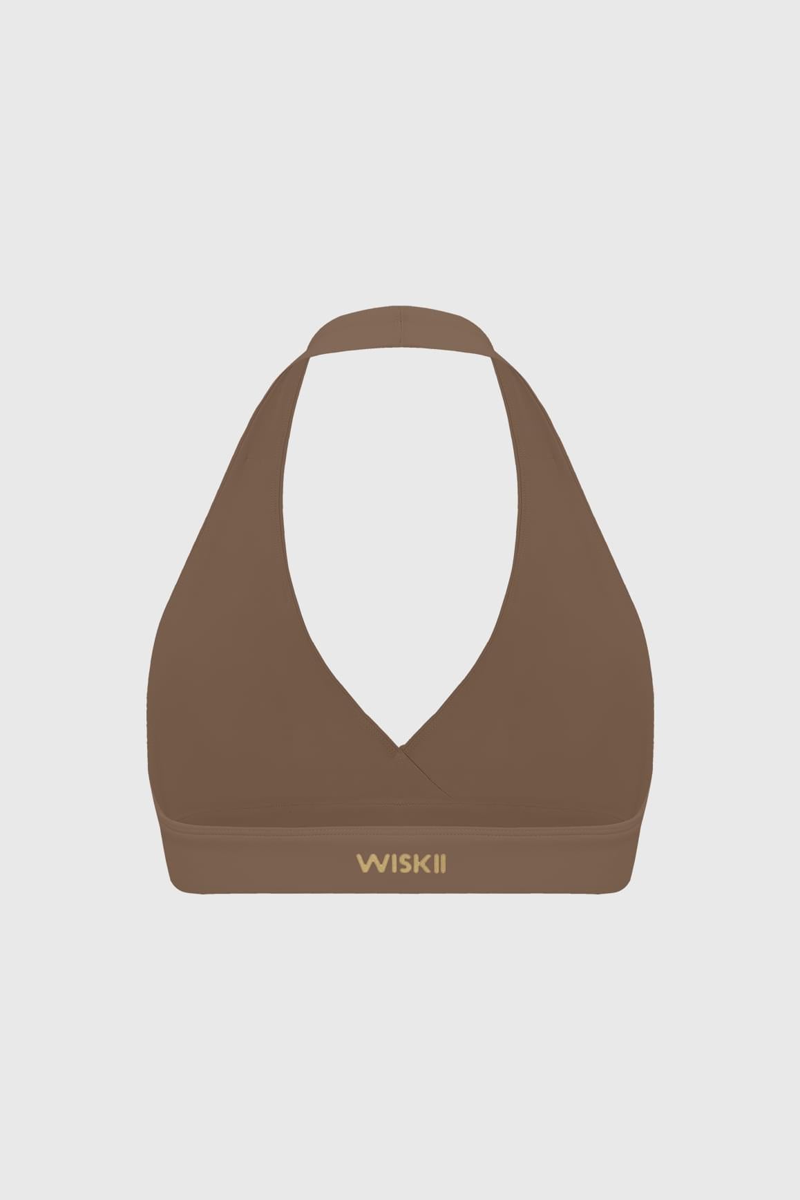 Ripple Ruched Halter Bra - WISKII - Sports Bra