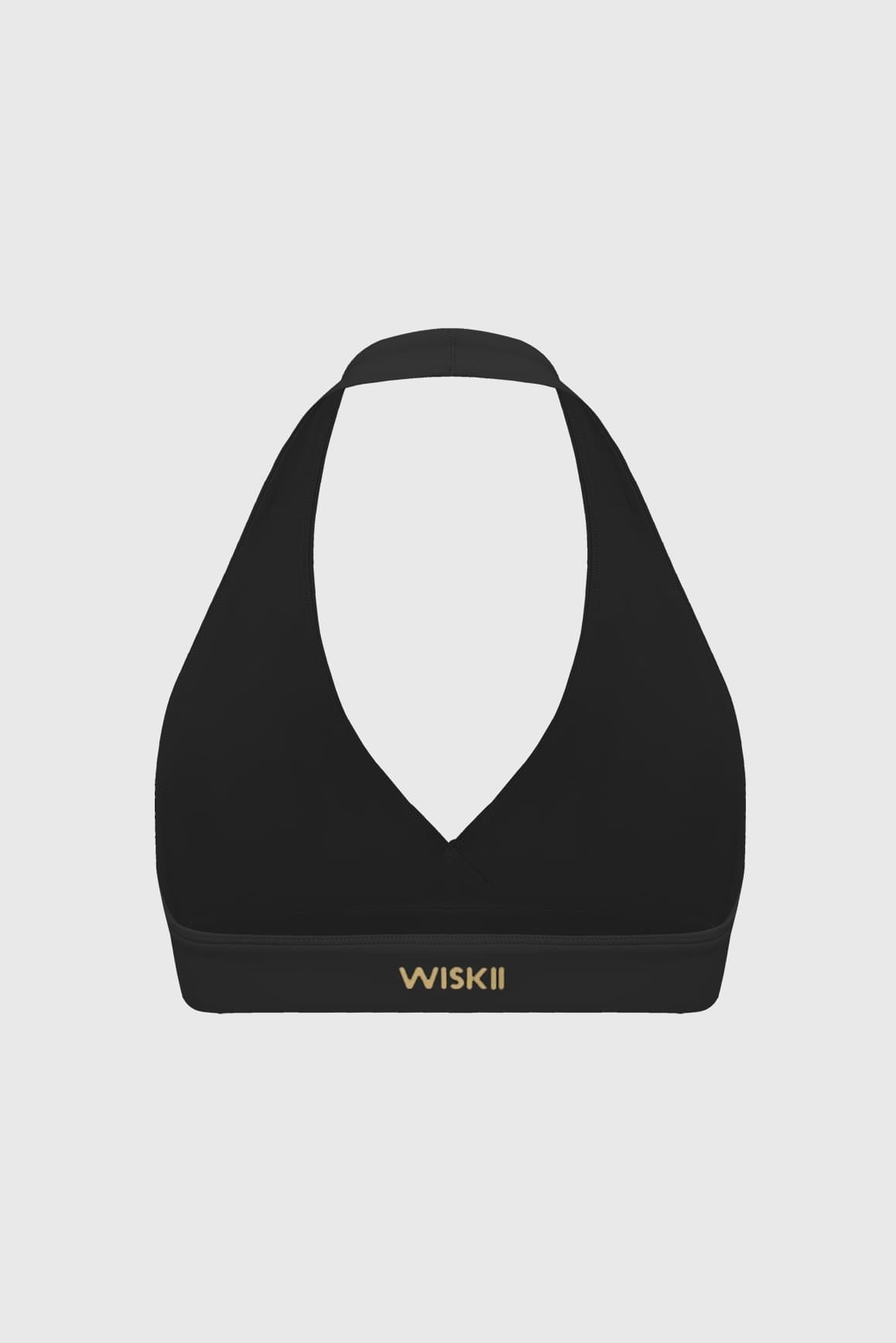 Ripple Ruched Halter Bra - WISKII - Sports Bra