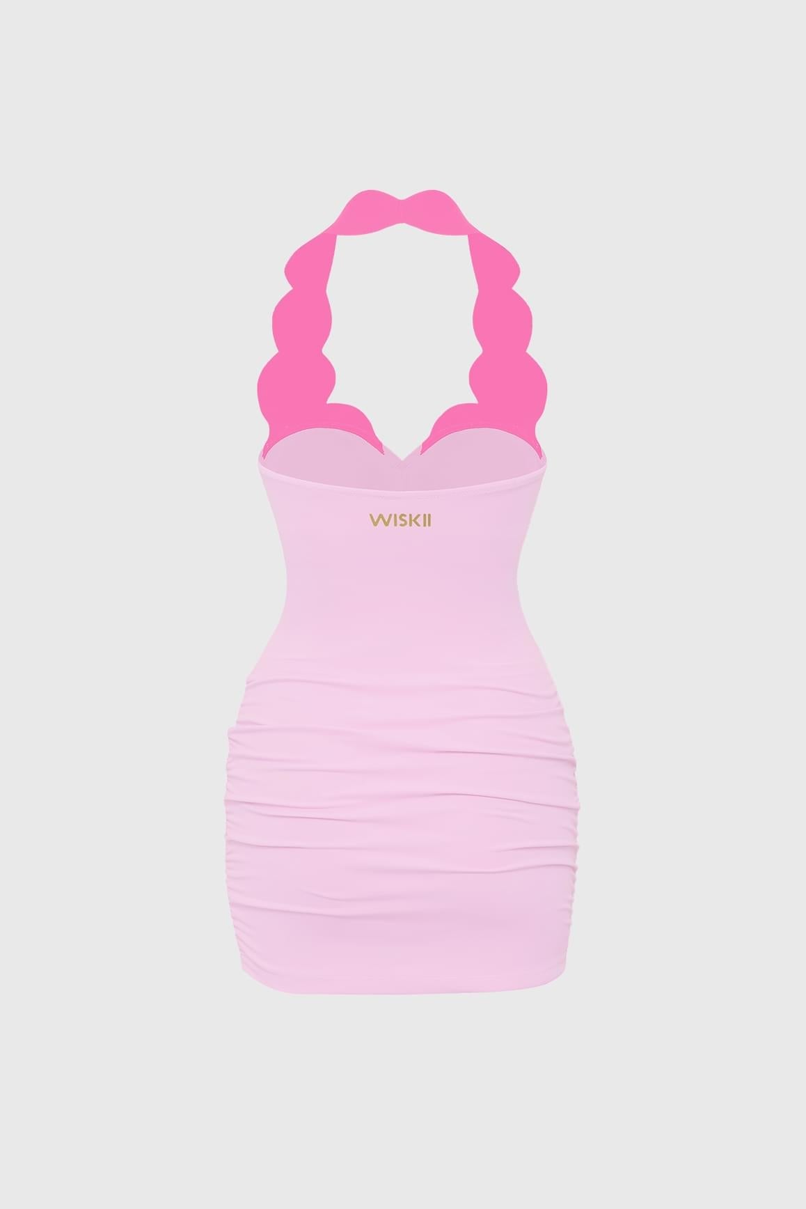 Riviera Scallop Contrast Halter Dress - WISKIIWS687683sakurahollywoodS