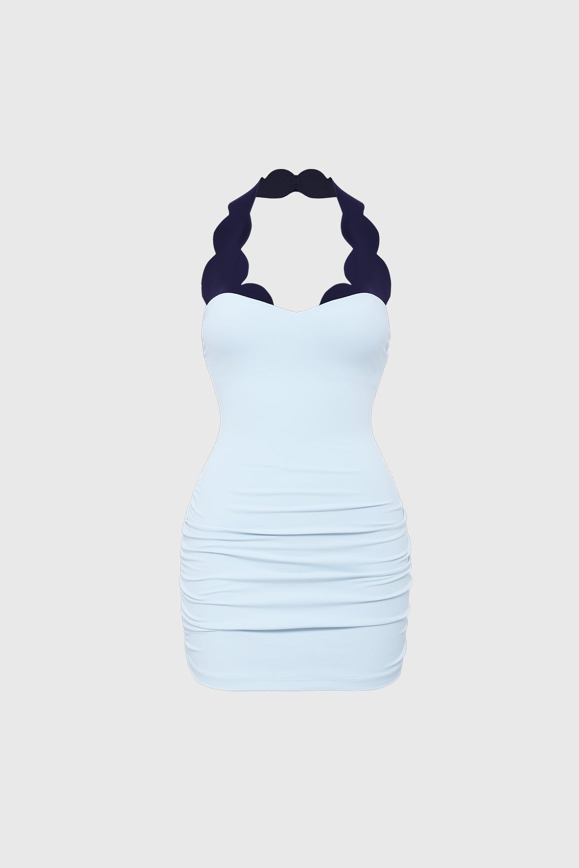 Riviera Scallop Contrast Halter Dress - WISKIIWS687683caprimidnightS