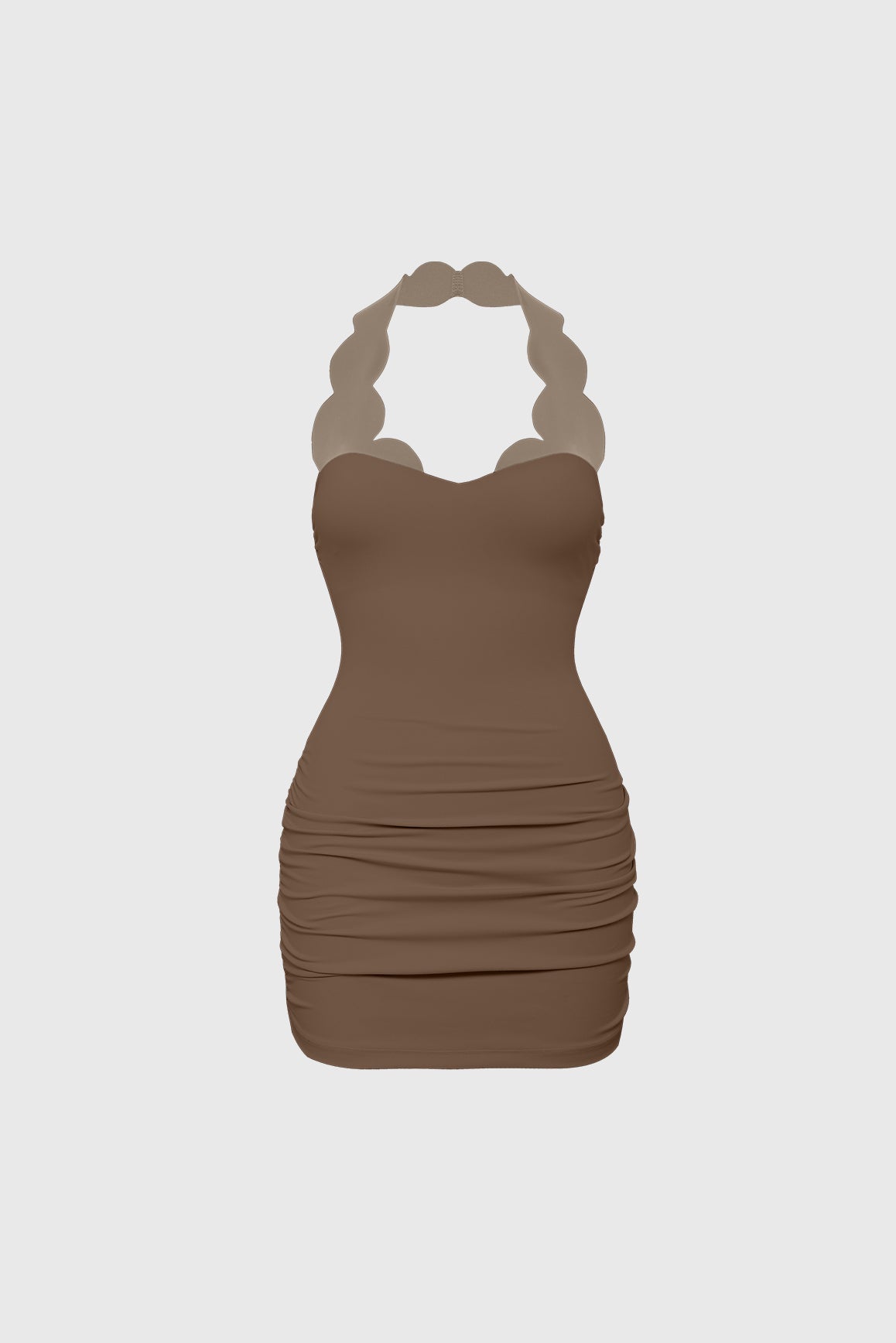Riviera Scallop Contrast Halter Dress - WISKIIWS687683trufflealmondS