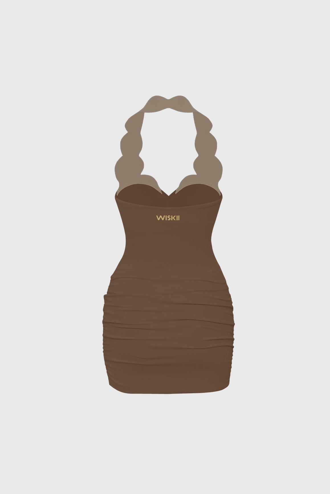 Riviera Scallop Contrast Halter Dress - WISKIIWS687683trufflealmondS