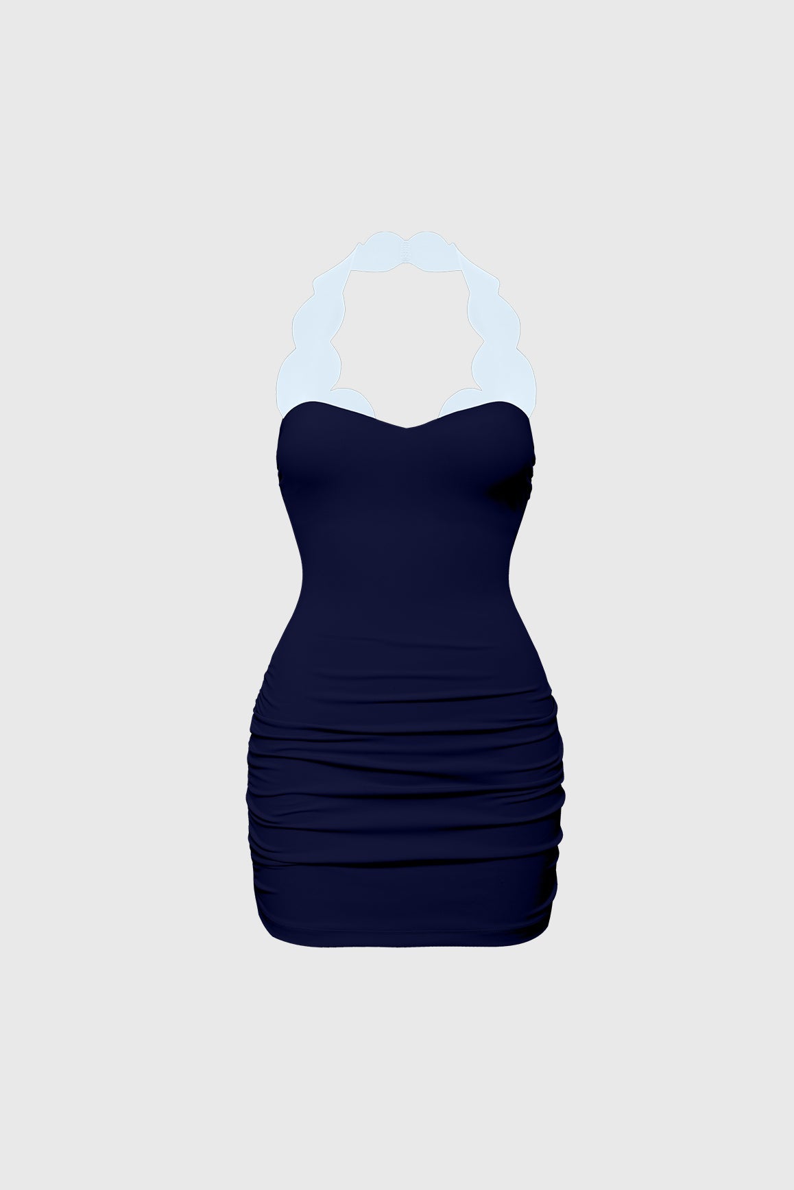 Riviera Scallop Contrast Halter Dress - WISKIIWS687683midnightcapriS