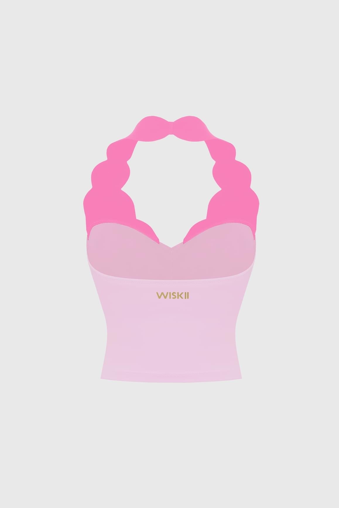 Riviera Scallop Contrast Halter Tank - WISKIIWS685sakurahollywoodS
