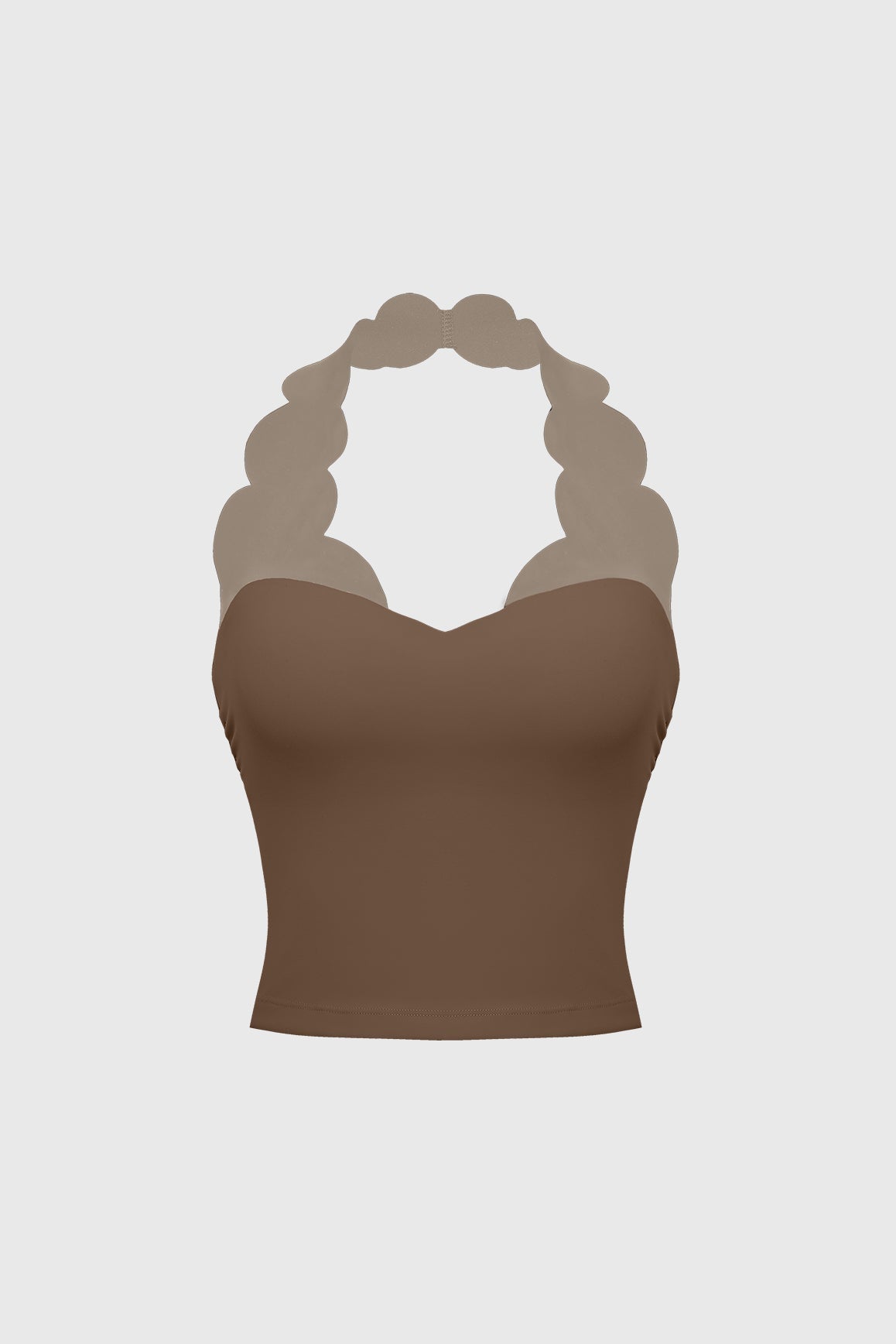 Riviera Scallop Contrast Halter Tank - WISKIIWS685trufflealmondS