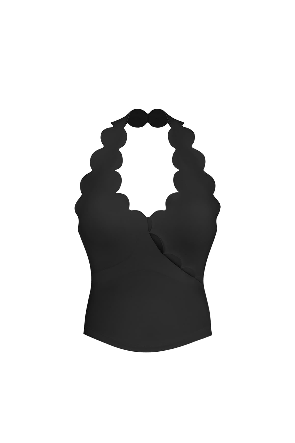 Riviera Scallop Halter Bra Tank - WISKIIWS569blackS