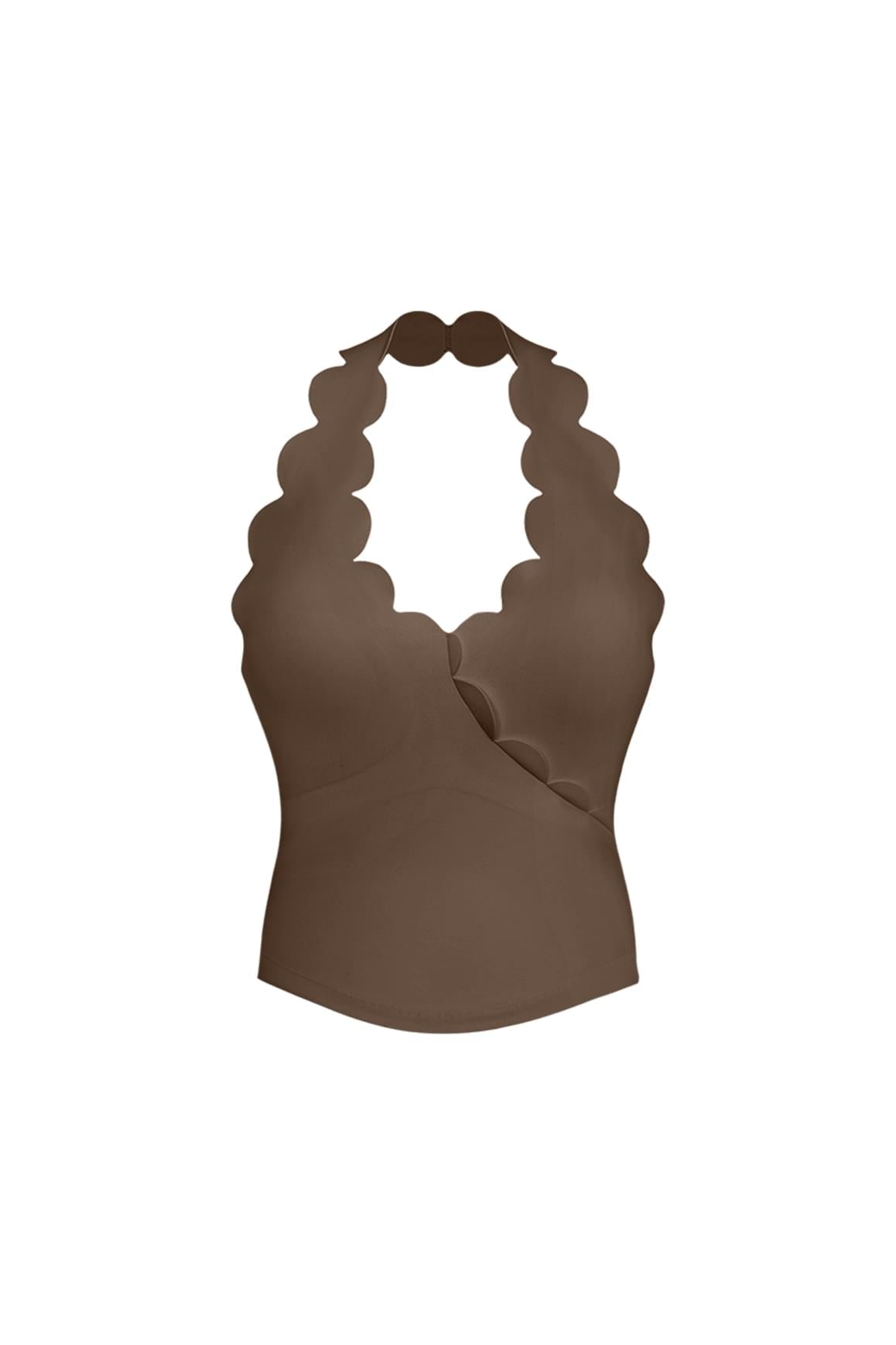 Riviera Scallop Halter Bra Tank - WISKII - Crop Tops