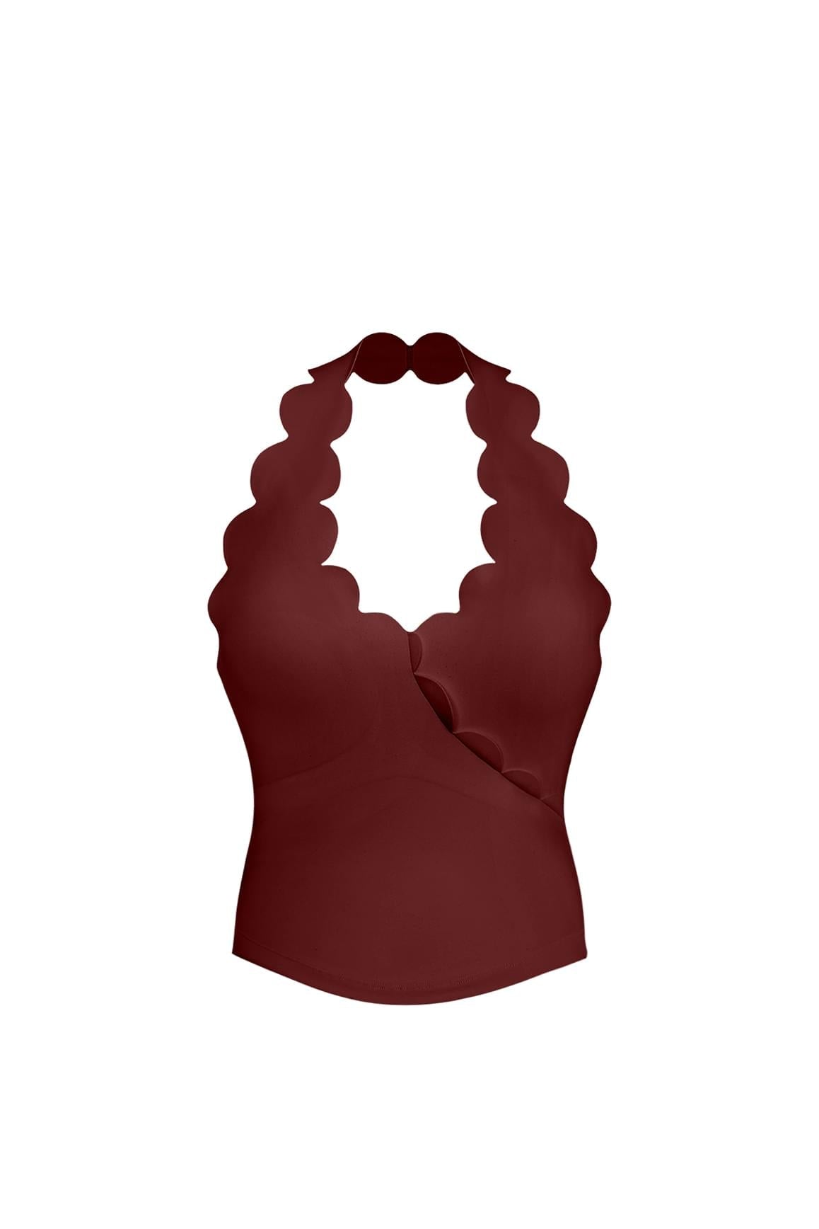 Riviera Scallop Halter Bra Tank - WISKIIWS569mulledwineS