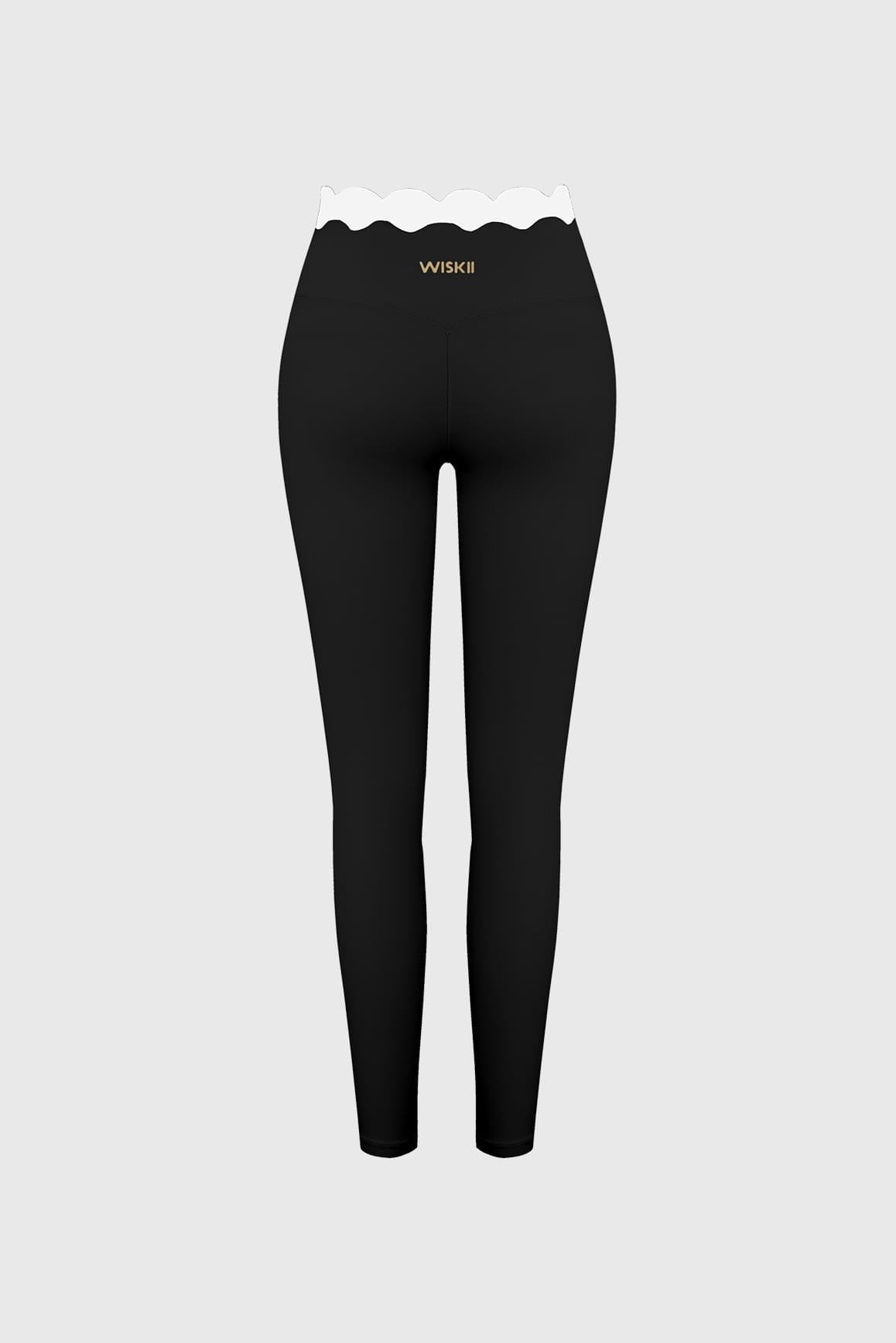 Scallop Contrast Scrunch Legging - WISKIIWS678LblackivoryS