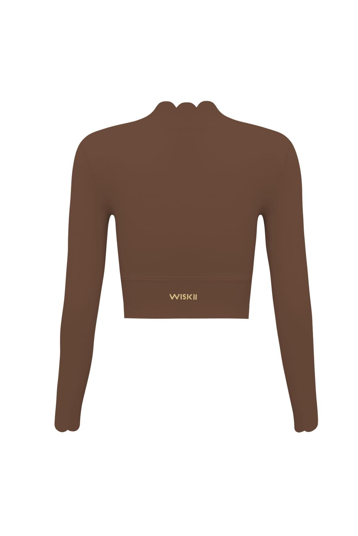 Scallop Cropped Long Sleeve Top - WISKIIWS313RoastedCocoaS