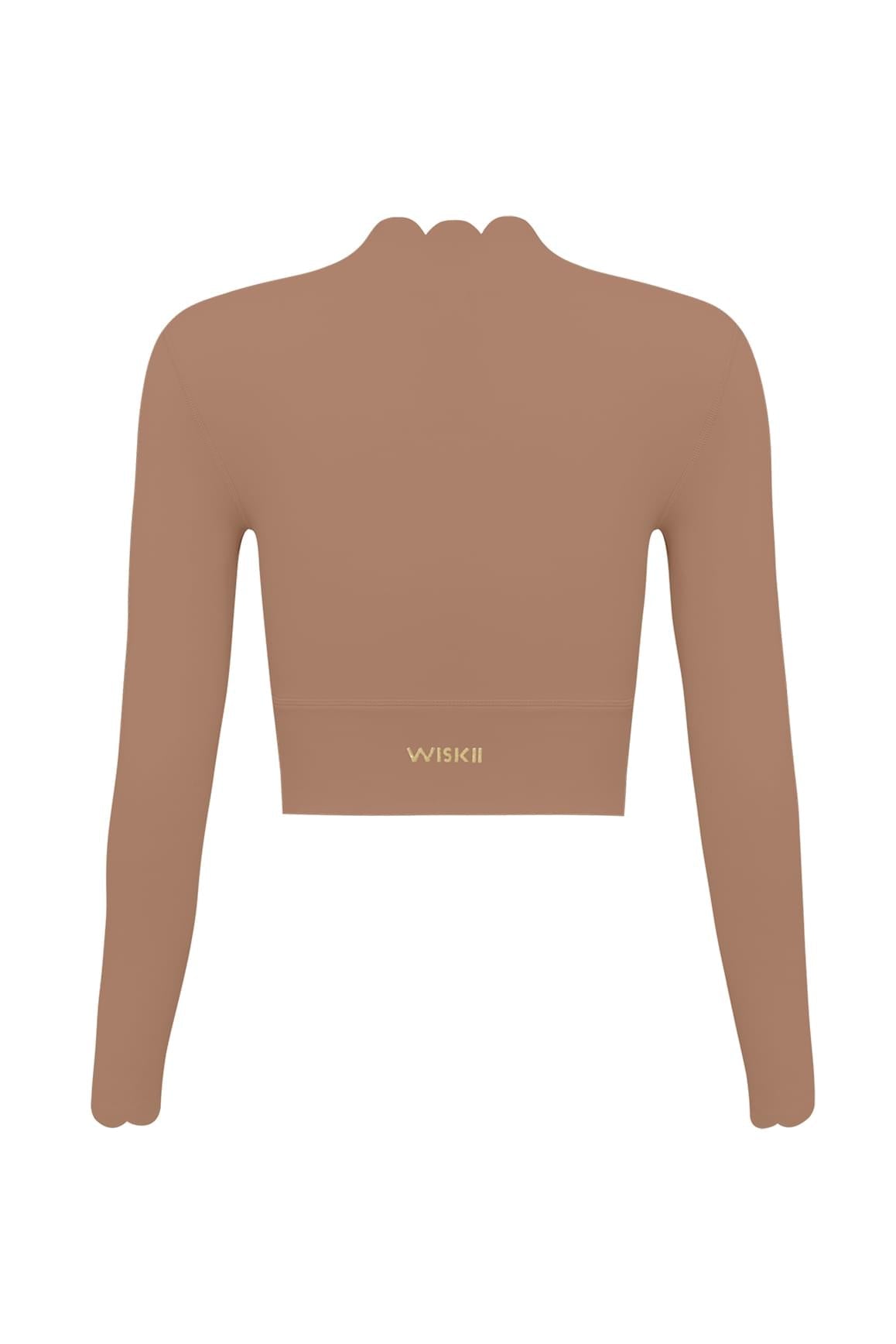 Scallop Cropped Long Sleeve Top - WISKIIWS313TuscanTanS