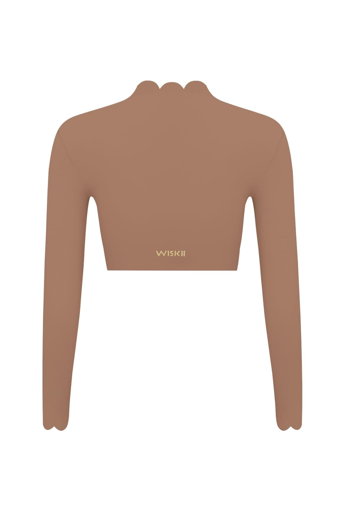 Scallop Cropped Long Sleeve Top - WISKIIWS302TuscanTanS