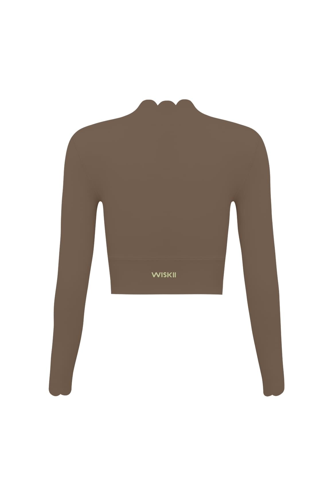 Scallop Cropped Long Sleeve Top - WISKIIWS313deserttruffleS