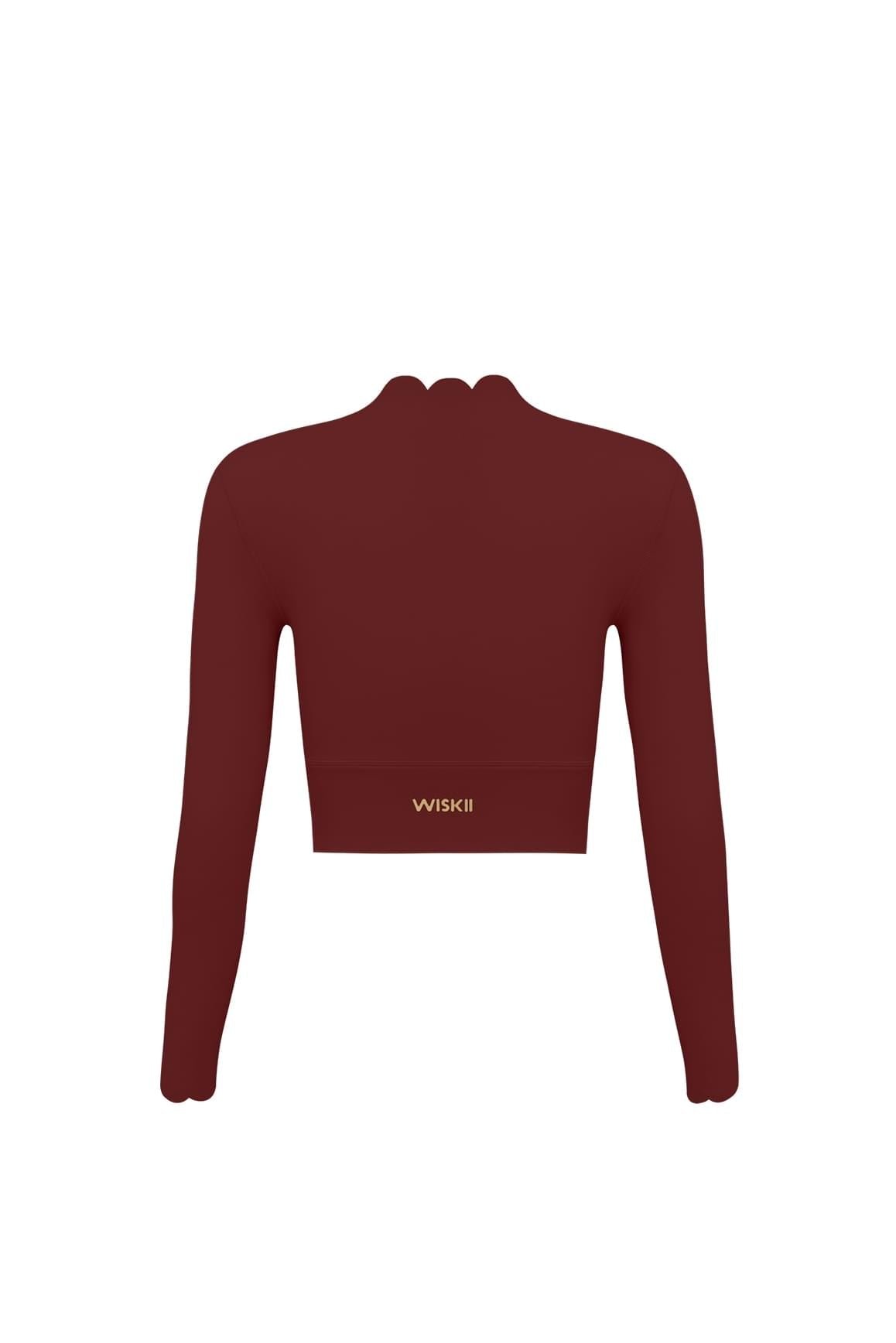 Scallop Cropped Long Sleeve Top - WISKIIWS313mulledwineS
