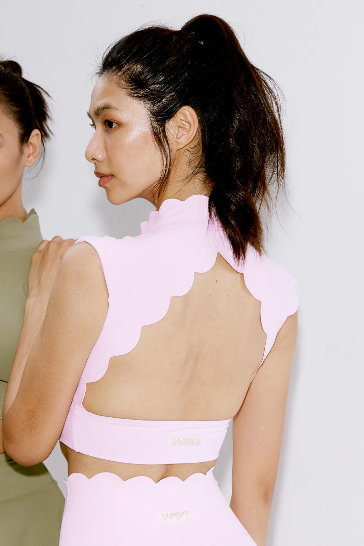 Scallop Cutout Mock Neck Bra - WISKIIWS345balletblushS