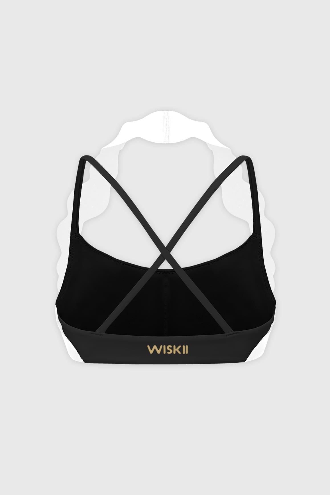 Scallop-Halter Contrast Bra - WISKIIWS681blackivoryS