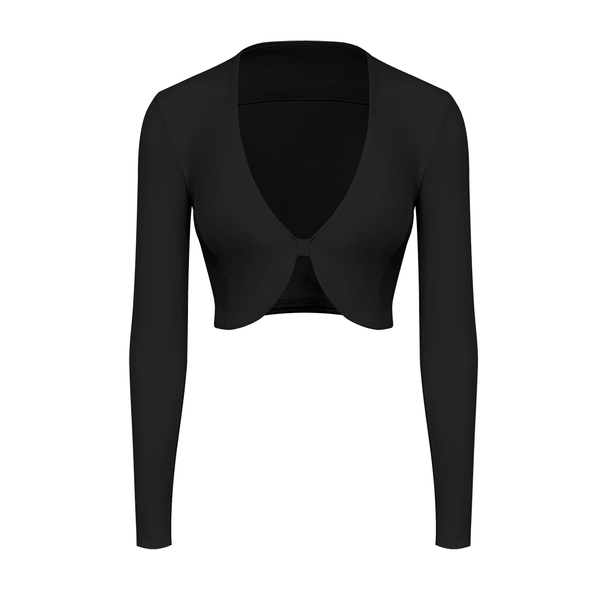 Split-Front Plunge Long Sleeve Crop Top - WISKII - Crop Tops