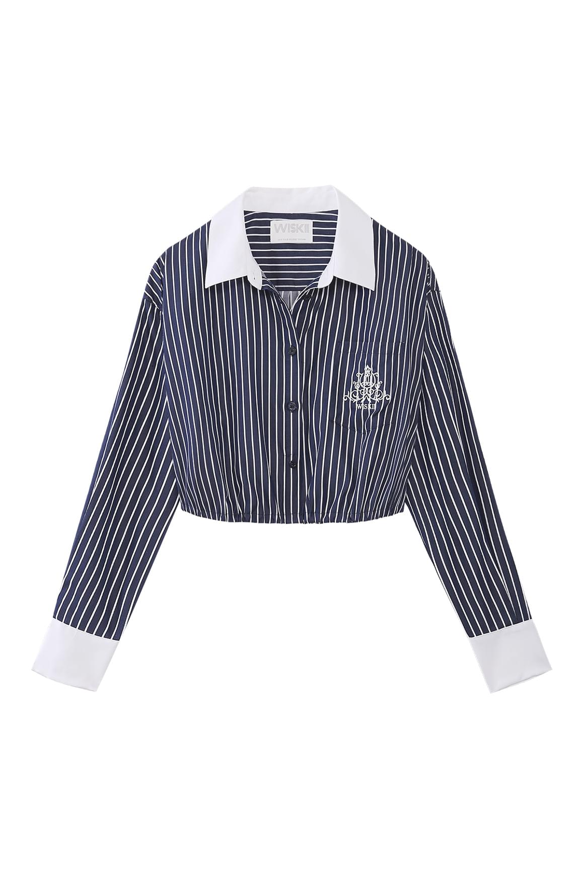 Stripe Button-Down Crop Shirt - WISKIIWS636heritageoxfordS