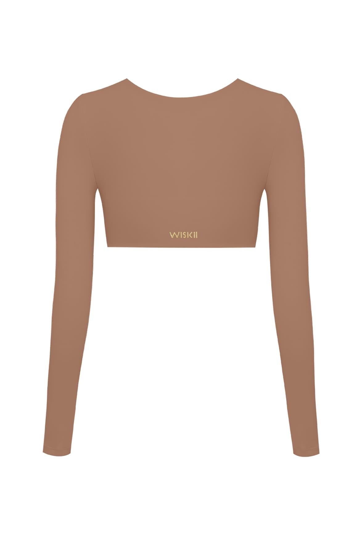 Twist-Front Long Sleeve Crop Top - WISKIIWS308TuscanTanS