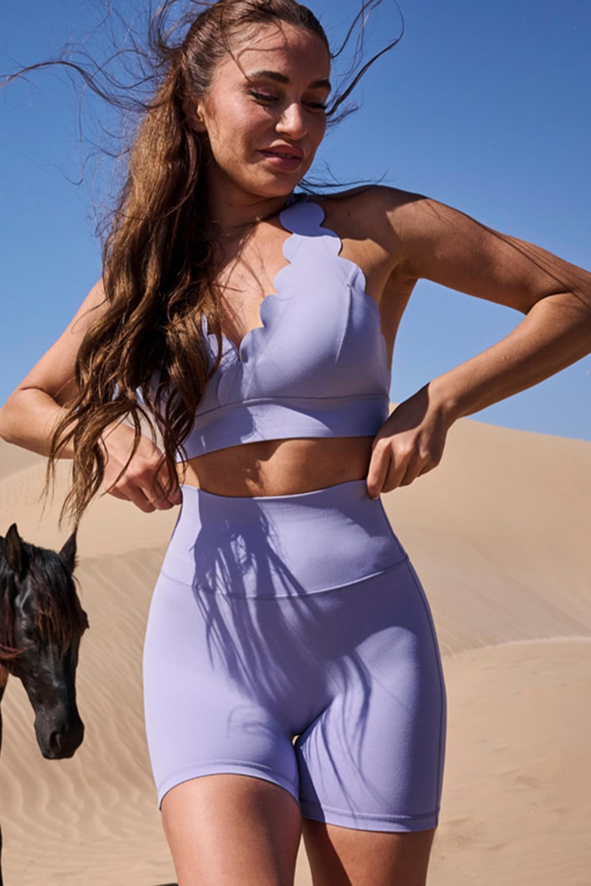 V-Cut Scallop Halter Bra - WISKIIWS366lavenderfrostS