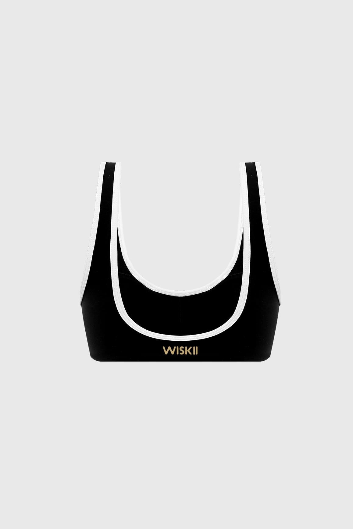 Vintage Contrast Piping Bra - WISKIIWS708blackivoryS