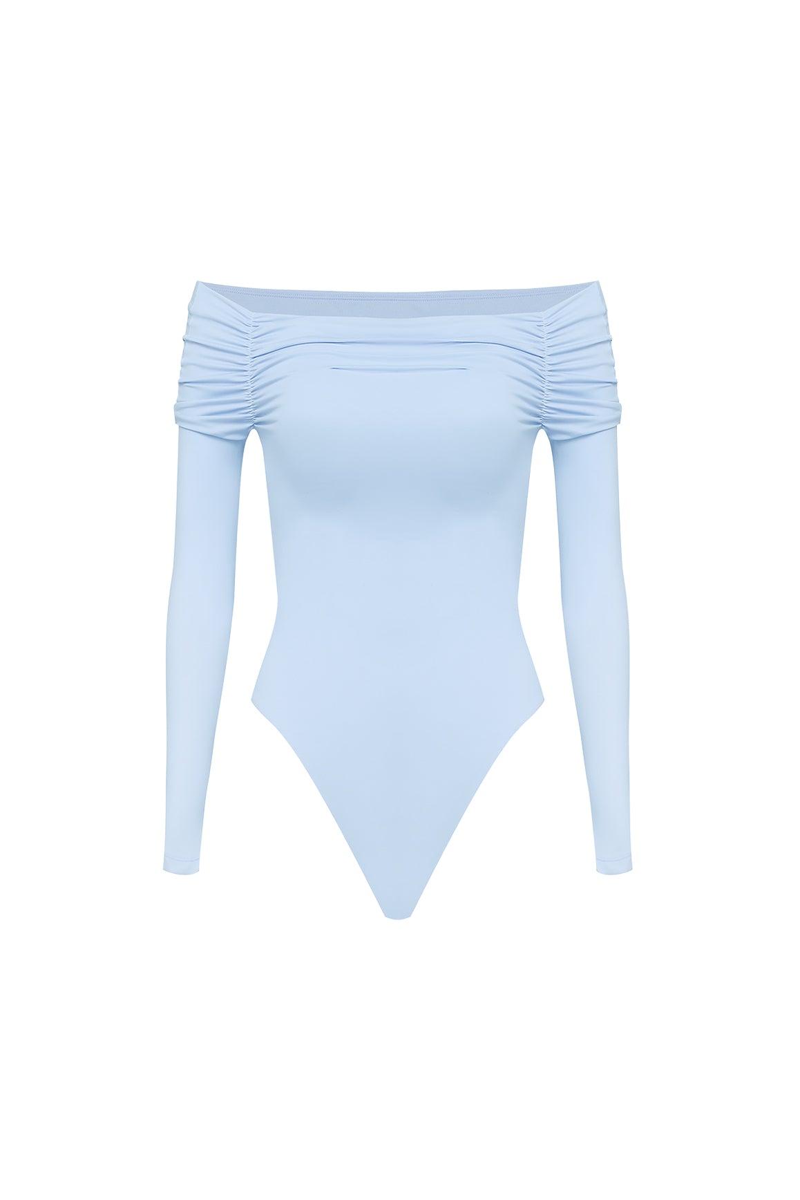 Long Sleeve Off Shoulder Pleated Bodysuit