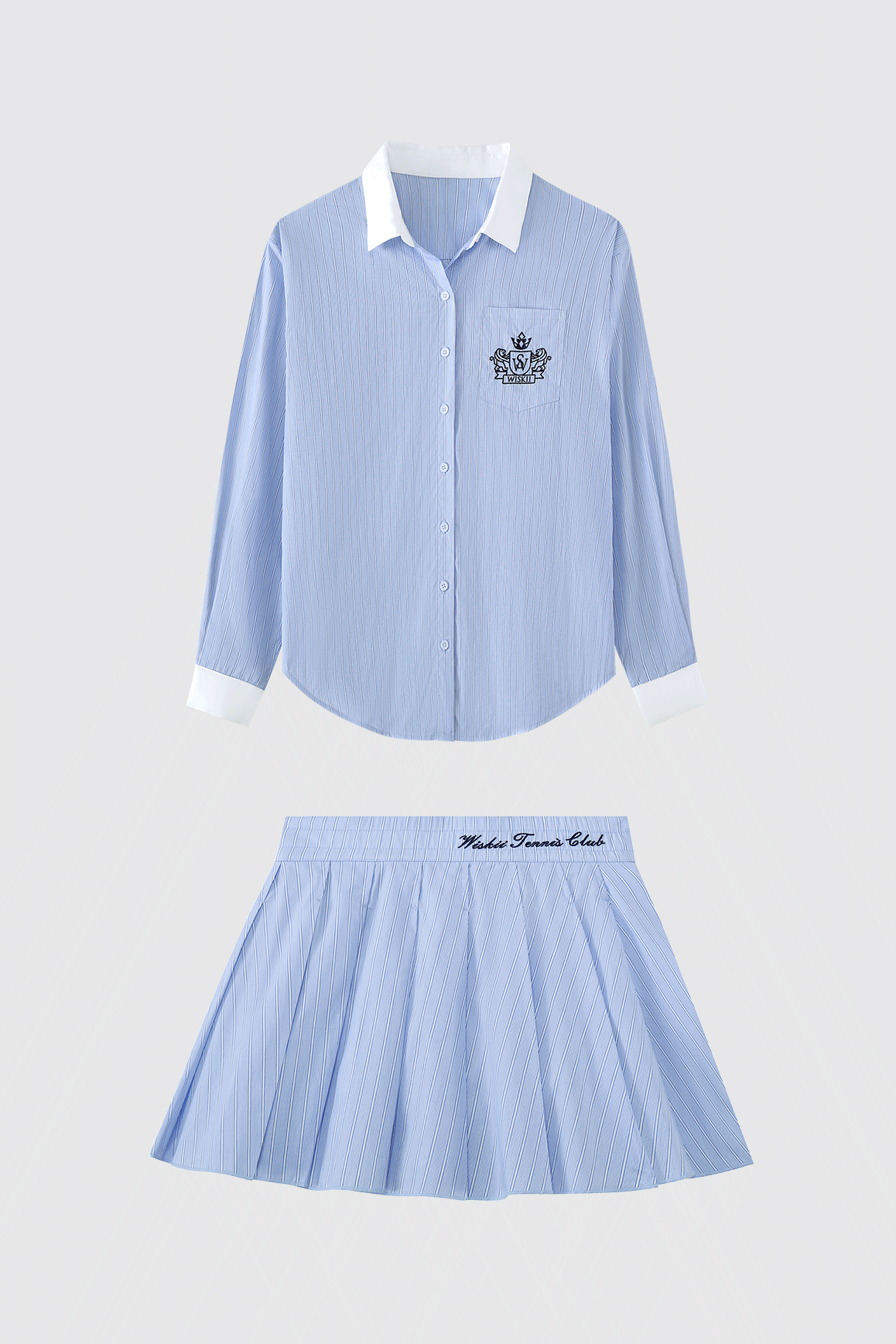 Riviera Relaxed Cotton Shirt & Riviera Pleated Skirt.
