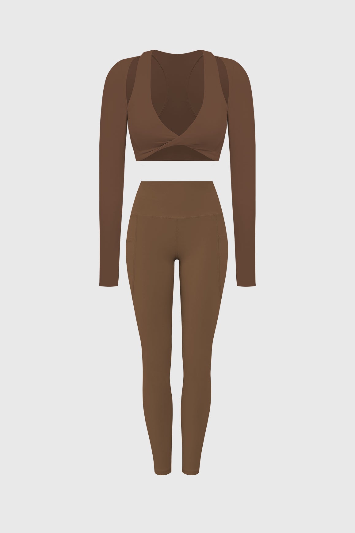 Twist-Front Shoulder Cut Crop Top + High-waist Training Legging | WISKII ACTIVE