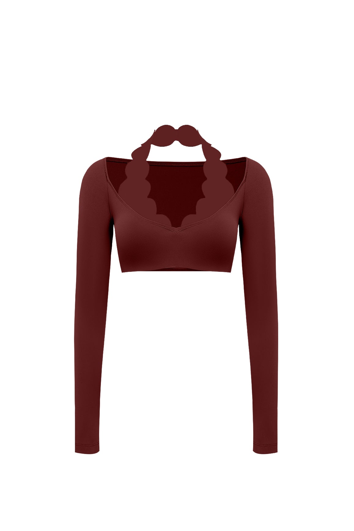 Long Sleeve Scallop Crop Top